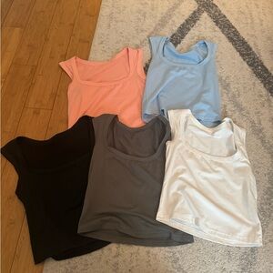 Women's Sleeveless Tank Top Set - Black, Gray, White, Pink, Blue